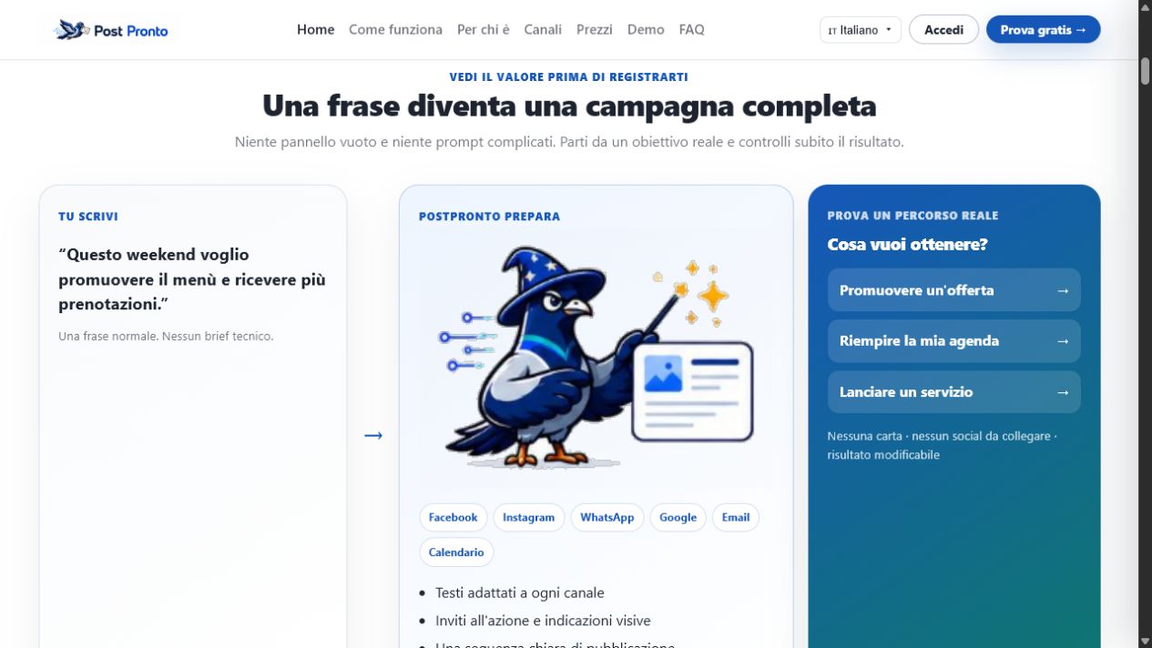 PostPronto — Interfacce reali
