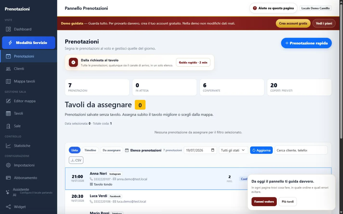 Vorrei Tavolo — Interfețe reale